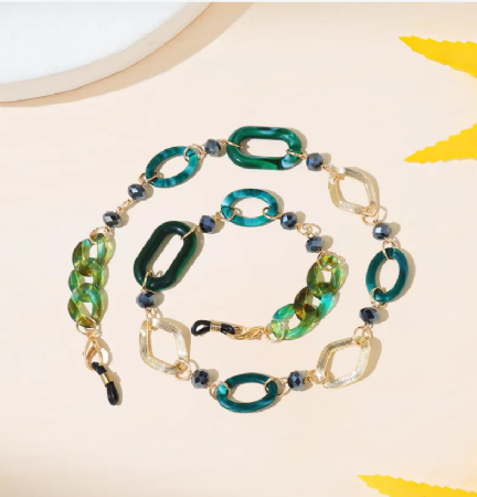 שרשרת לולאות גדולות ירוק שייש